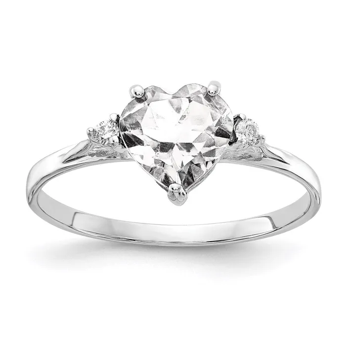 Goldia Rings 14k White Gold 7mm Heart Cubic Zirconia A Real Diamond ring