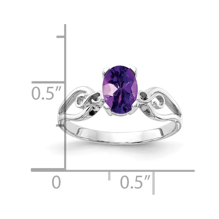 Goldia Rings 14k White Gold 8x6mm Oval Amethyst Checker ring