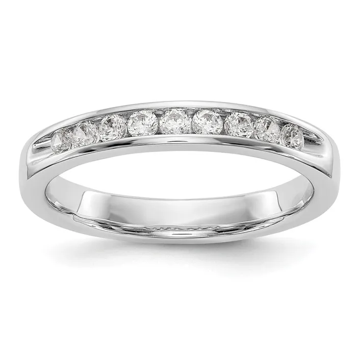 Goldia Rings 14k White Gold 9Stone 13 carat Round Diamond Complete Channel Band