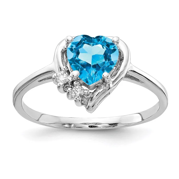 Goldia Rings 14k White Gold Blue Topaz Real Diamond Ring