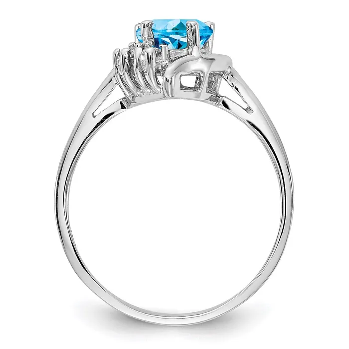 Goldia Rings 14k White Gold Blue Topaz Real Diamond Ring