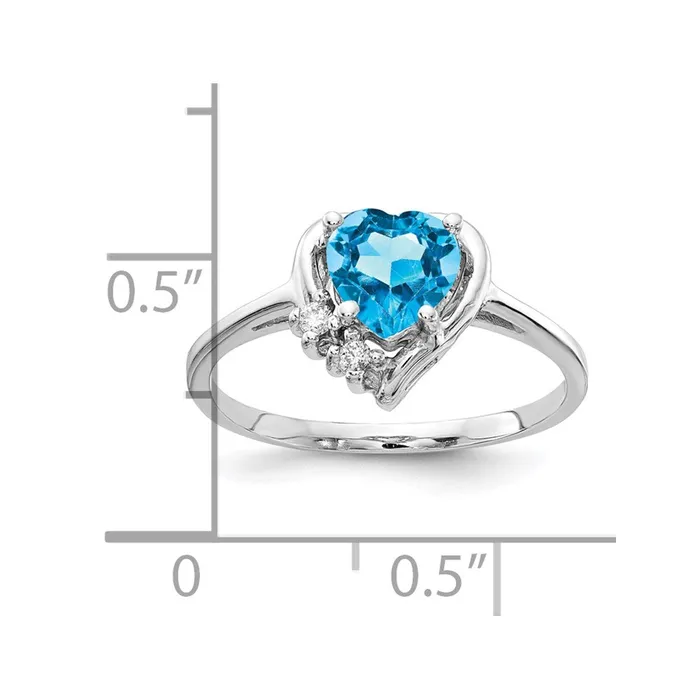 Goldia Rings 14k White Gold Blue Topaz Real Diamond Ring