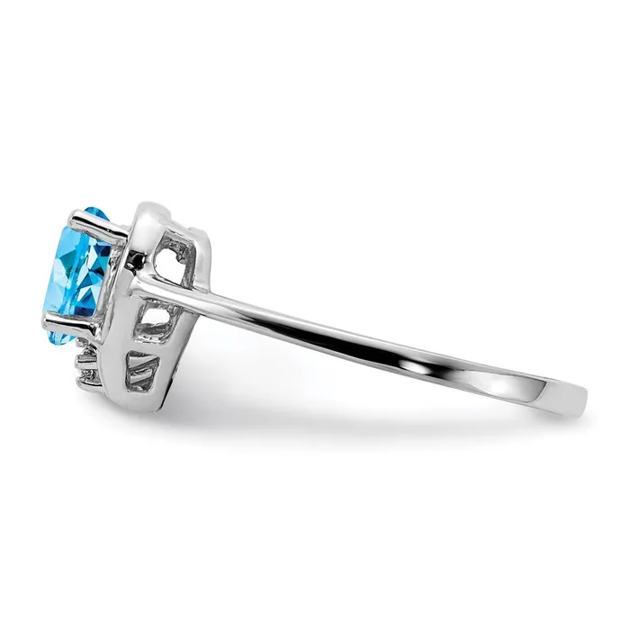 Goldia Rings 14k White Gold Blue Topaz Real Diamond Ring