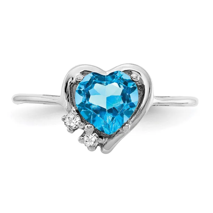 Goldia Rings 14k White Gold Blue Topaz Real Diamond Ring