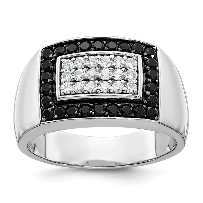 Goldia Rings 14k White Gold Mens 1 carat Black and White Diamond Complete Ring Goldia Rings 14k White Gold Mens 1 carat Black and White Diamond Complete Ring