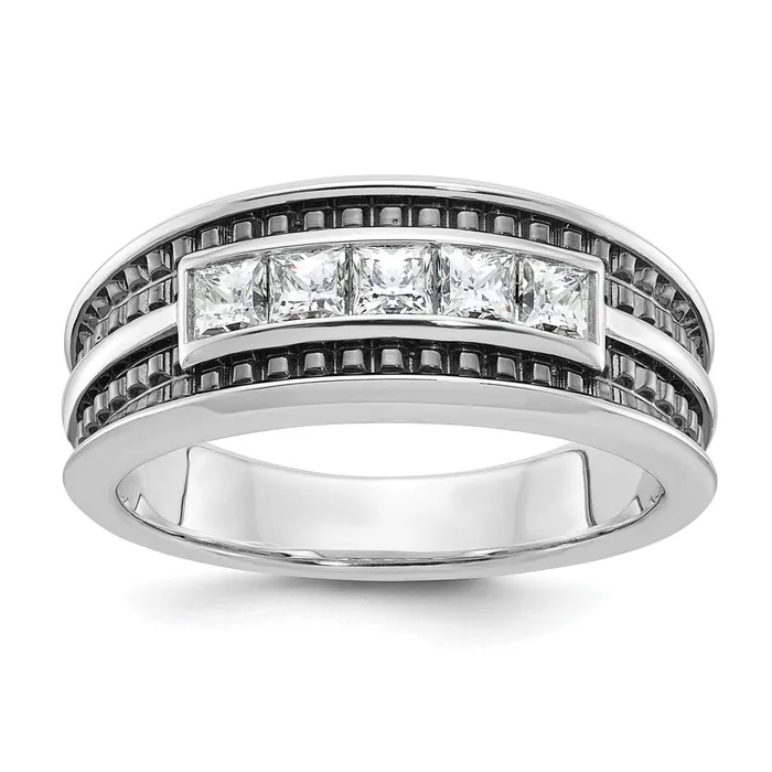 Goldia Rings 14k White Gold with Black Rhodium Mens 34 carat Diamond Complete Ring