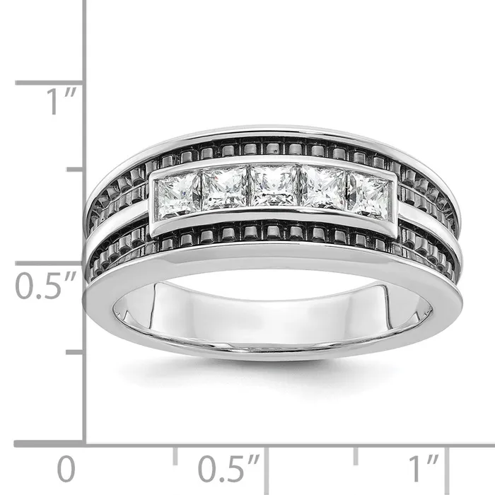 Goldia Rings 14k White Gold with Black Rhodium Mens 34 carat Diamond Complete Ring