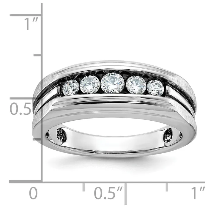 Goldia Rings 14k White Gold with Black Rhodium Mens Satin 12 carat Diamond Complete Ring
