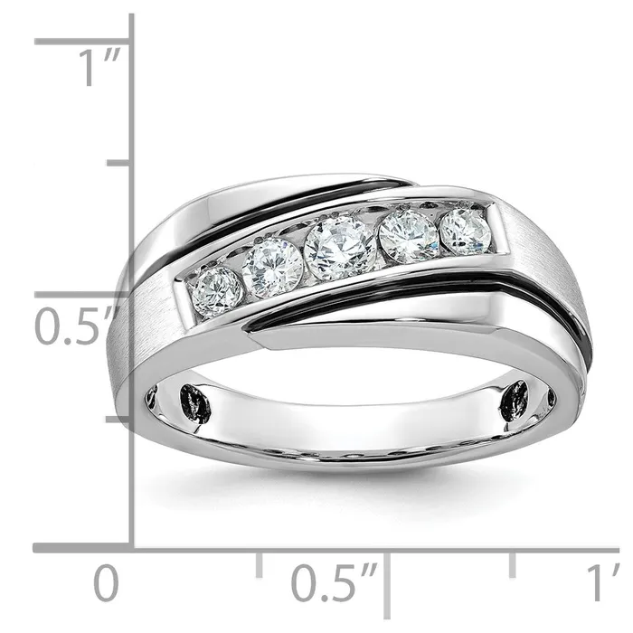 Goldia Rings 14k White Gold with Black Rhodium Mens Satin 12 carat Diamond Complete Ring