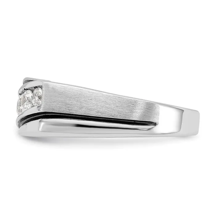 Goldia Rings 14k White Gold with Black Rhodium Mens Satin 12 carat Diamond Complete Ring