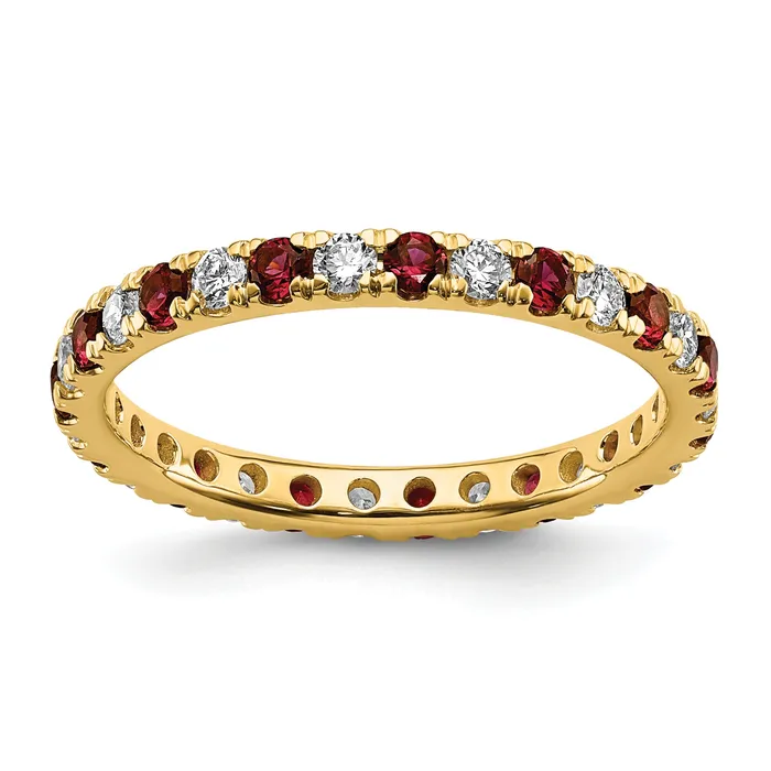Goldia Rings 14k Yellow Gold 12 Ct Lab Grown Diamond VSSI G and Lab Created Ruby Eternity Band Ring Goldia Rings 14k Yellow Gold 12 Ct Lab Grown Diamond VSSI G and Lab Created Ruby Eternity Band Ring