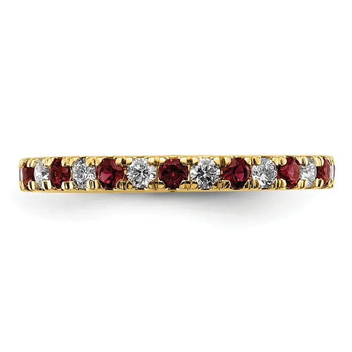 Goldia Rings 14k Yellow Gold 12 Ct Lab Grown Diamond VSSI G and Lab Created Ruby Eternity Band Ring