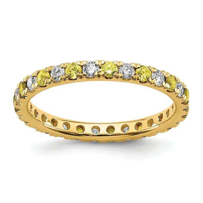 Goldia Rings 14k Yellow Gold 12 Ct Lab Grown Diamond VSSI G and Lab Created Sapphire Eternity Band Ring Goldia Rings 14k Yellow Gold 12 Ct Lab Grown Diamond VSSI G and Lab Created Sapphire Eternity Band Ring