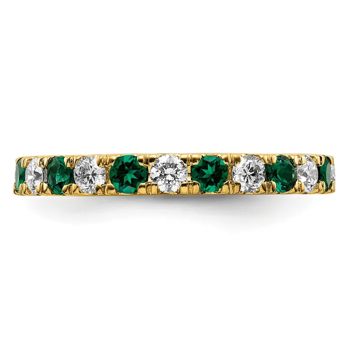 Goldia Rings 14k Yellow Gold 34 Ct Lab Grown Diamond VSSI G and Lab Created Emerald Eternity Band Ring