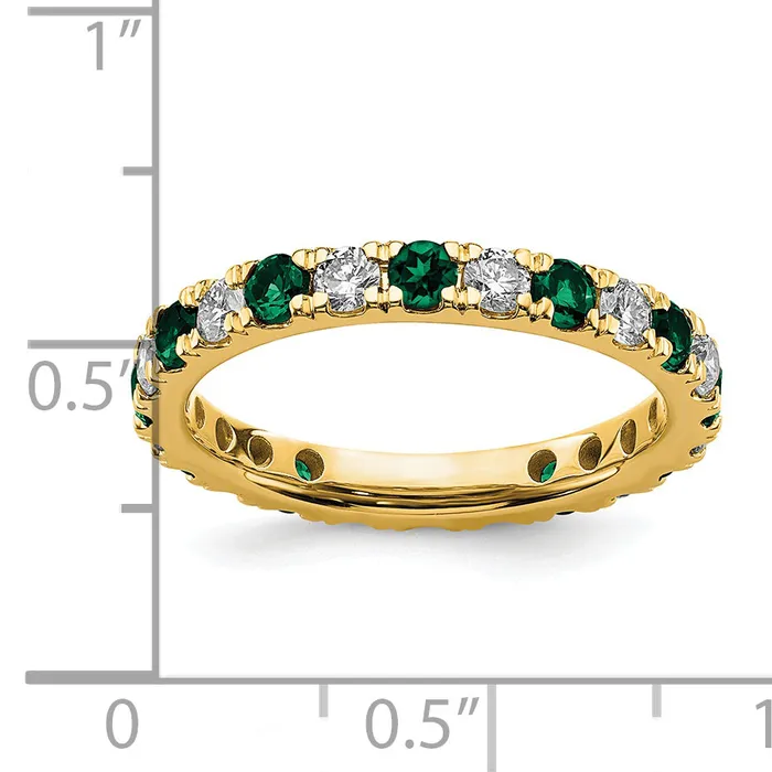 Goldia Rings 14k Yellow Gold 34 Ct Lab Grown Diamond VSSI G and Lab Created Emerald Eternity Band Ring