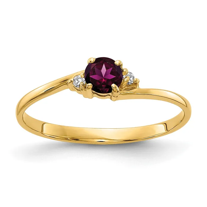 Goldia Rings 14k Yellow Gold 4mm Rhodolite Garnet AAA Diamond ring
