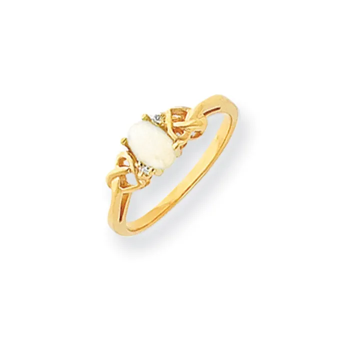 Goldia Rings 14k Yellow Gold 6x4mm Oval Opal AAA Diamond ring