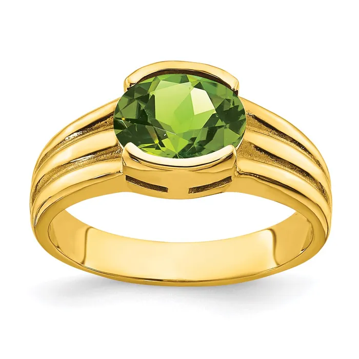 Goldia Rings 14K Yellow Gold 8x6mm Oval Peridot ring