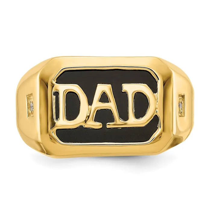 Goldia Rings 14k Yellow Gold AA Diamond Mens Onyx Dad Ring