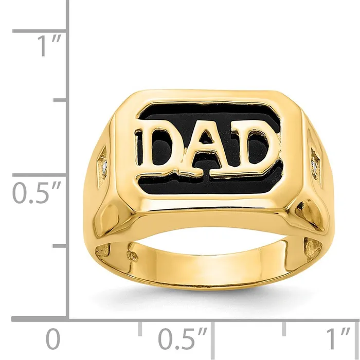 Goldia Rings 14k Yellow Gold AA Diamond Mens Onyx Dad Ring