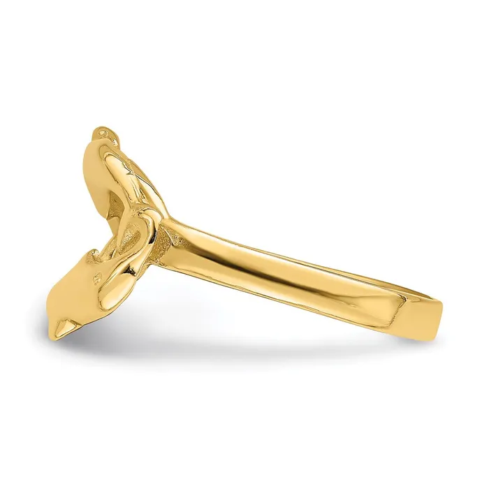 Goldia Rings 14K Yellow Gold Double Dolphin Circle Ring