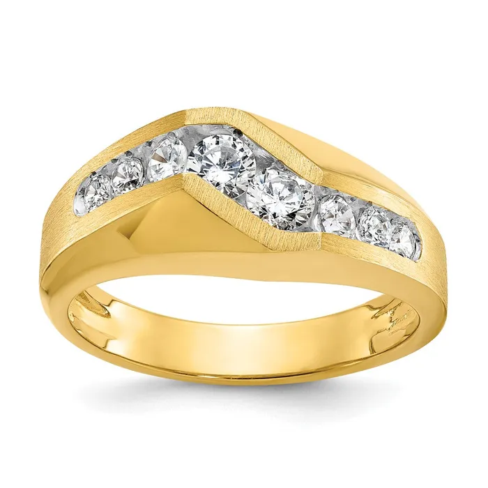 Goldia Rings 14k Yellow Gold Mens Polished and Satin 1 carat Diamond Complete Ring Goldia Rings 14k Yellow Gold Mens Polished and Satin 1 carat Diamond Complete Ring