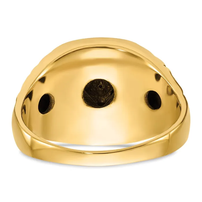 Goldia Rings 14k Yellow Gold Polished Antiqued and Nugget Texture A Quality Diamond Masonic Ring