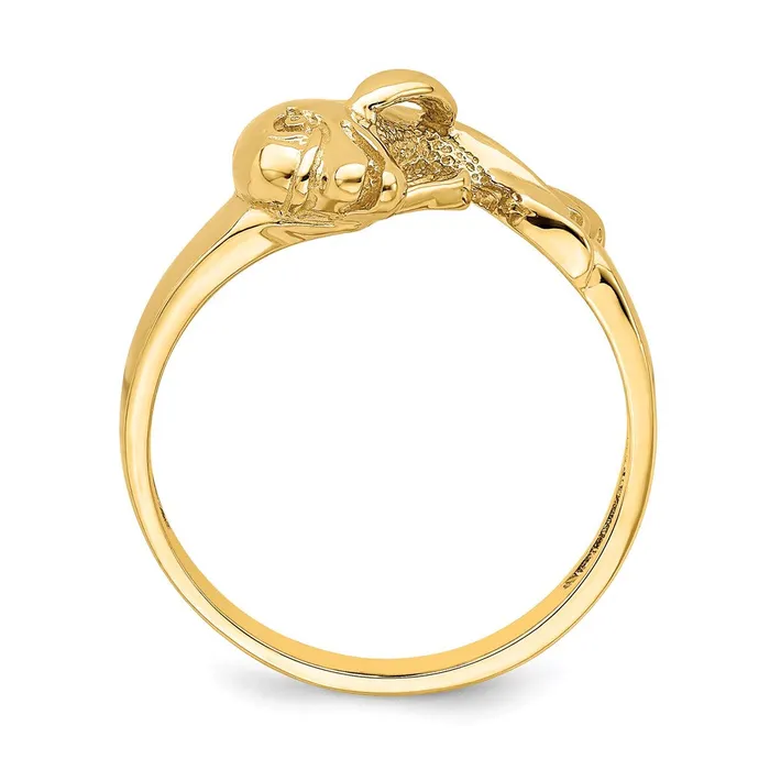 Goldia Rings 14K Yellow Gold Polished Horizontal Jumping Dolphin Ring