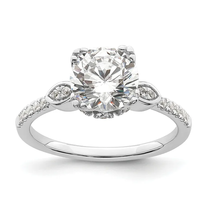 Goldia Rings 200ct CZ Solid Real 14k White Polish 2ct Round Engagement Dia Ring Goldia Rings 200ct CZ Solid Real 14k White Polish 2ct Round Engagement Dia Ring