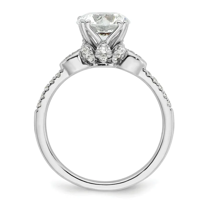 Goldia Rings 200ct CZ Solid Real 14k White Polish 2ct Round Engagement Dia Ring