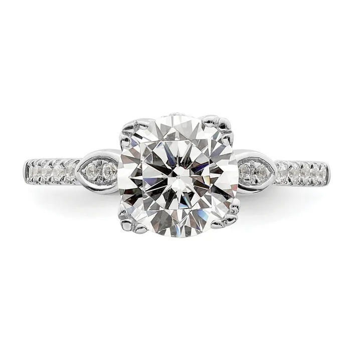 Goldia Rings 200ct CZ Solid Real 14k White Polish 2ct Round Engagement Dia Ring