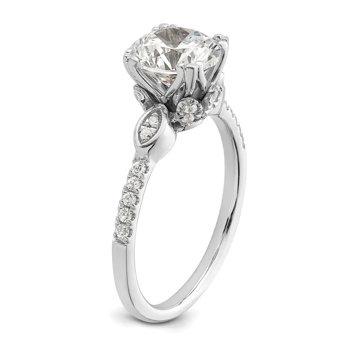 Goldia Rings 200ct CZ Solid Real 14k White Polish 2ct Round Engagement Dia Ring