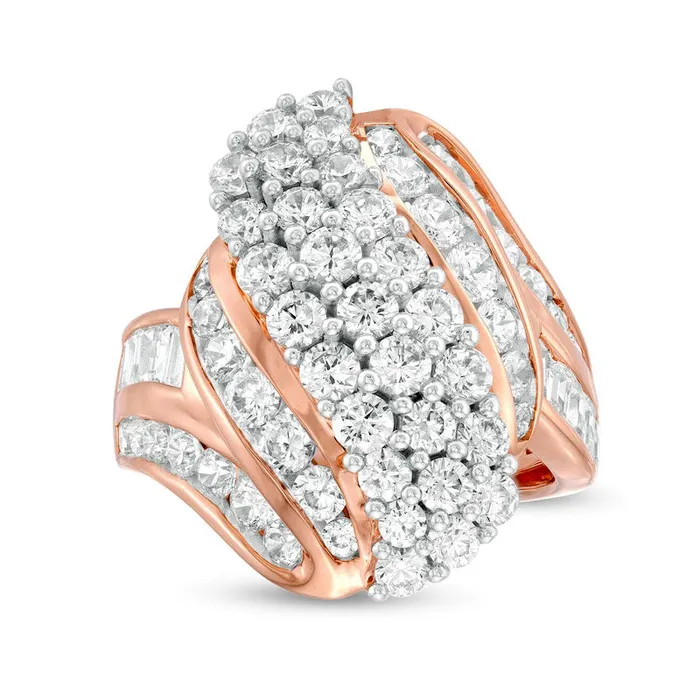 Goldia Rings 30 CT TW Natural Diamond MultiRow Bypass Ring in Solid 10K Rose Gold Goldia Rings 30 CT TW Natural Diamond MultiRow Bypass Ring in Solid 10K Rose Gold