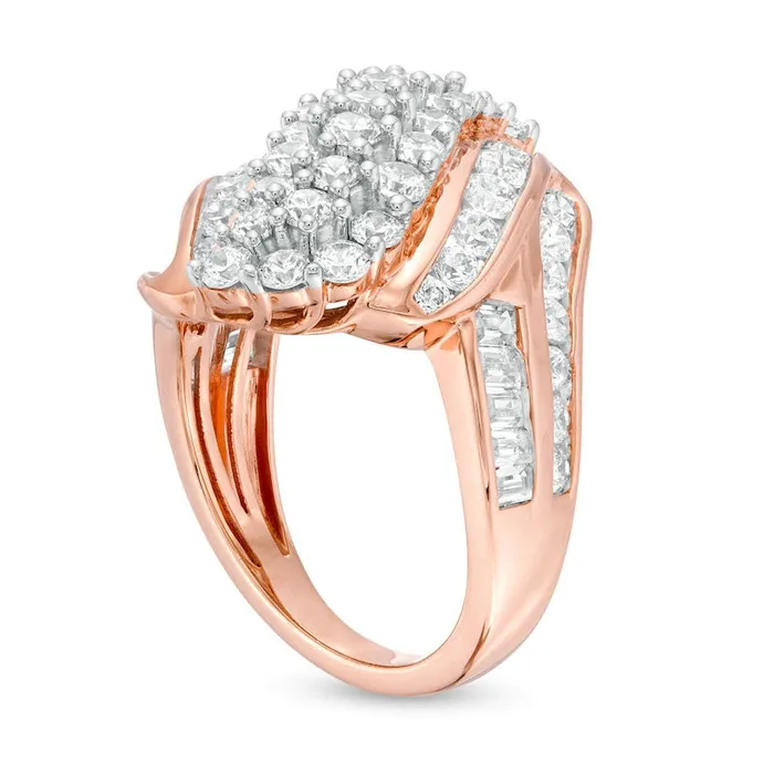 Goldia Rings 30 CT TW Natural Diamond MultiRow Bypass Ring in Solid 10K Rose Gold Goldia Rings 30 CT TW Natural Diamond MultiRow Bypass Ring in Solid 10K Rose Gold