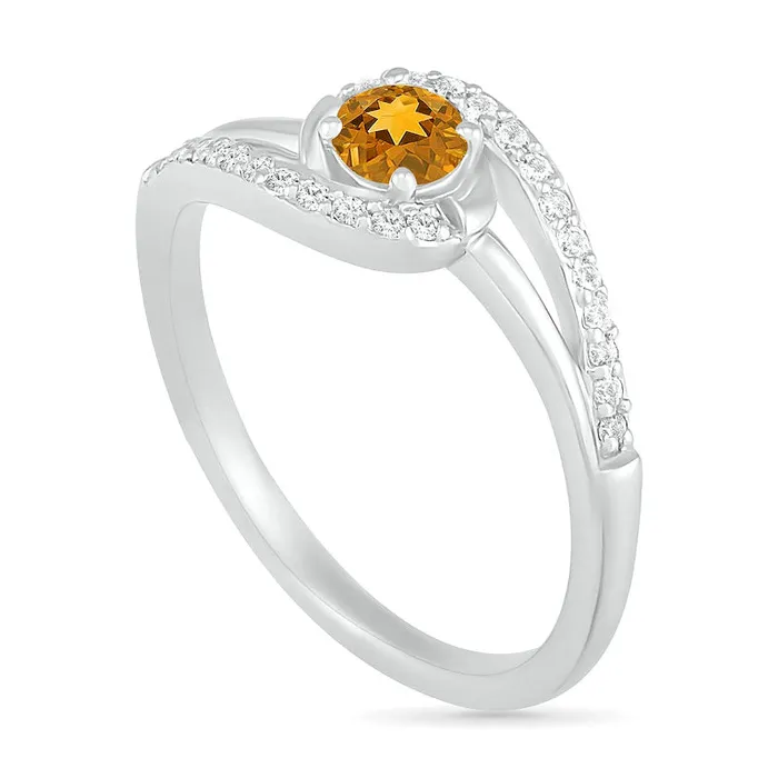 Goldia Rings 40mm Citrine and LabCreated White Sapphire Bypass Swirl Frame Split Shank Ring in Sterling Silver Goldia Rings 40mm Citrine and LabCreated White Sapphire Bypass Swirl Frame Split Shank Ring in Sterling Silver