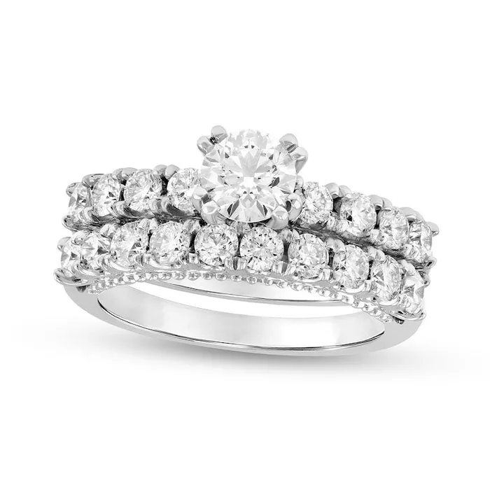 Goldia Rings 410 CT TW Natural Diamond Antique VintageStyle Bridal Engagement Ring Set in Solid 14K White Gold Goldia Rings 410 CT TW Natural Diamond Antique VintageStyle Bridal Engagement Ring Set in Solid 14K White Gold