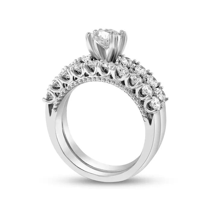 Goldia Rings 410 CT TW Natural Diamond Antique VintageStyle Bridal Engagement Ring Set in Solid 14K White Gold Goldia Rings 410 CT TW Natural Diamond Antique VintageStyle Bridal Engagement Ring Set in Solid 14K White Gold