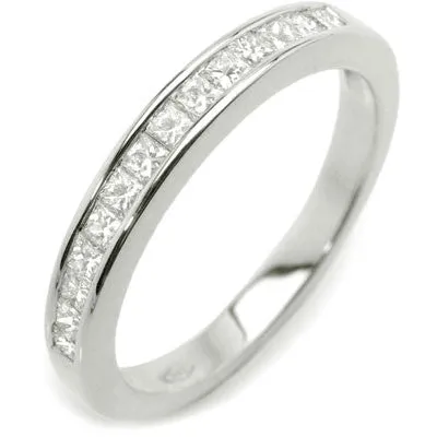 Goldia Rings Channel Set Princess Diamond HalfEternity Band Ring 14K White Gold Goldia Rings Channel Set Princess Diamond HalfEternity Band Ring 14K White Gold