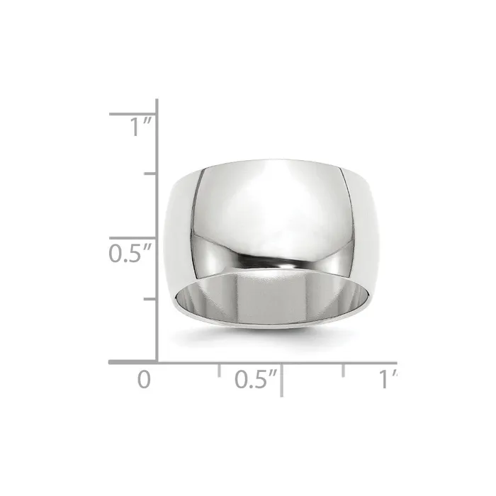 Goldia Rings Solid 10K White Gold 12mm Half Round MensWomens Wedding Band Ring Size 95 Goldia Rings Solid 10K White Gold 12mm Half Round MensWomens Wedding Band Ring Size 95