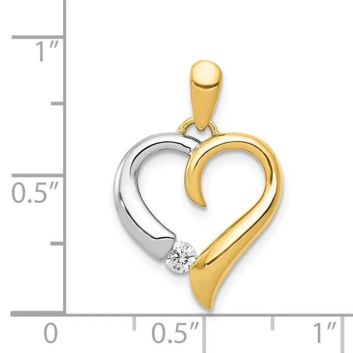Goldia Rings Solid 14k Twotone 115ct Simulated CZ Heart Pendant Goldia Rings Solid 14k Twotone 115ct Simulated CZ Heart Pendant