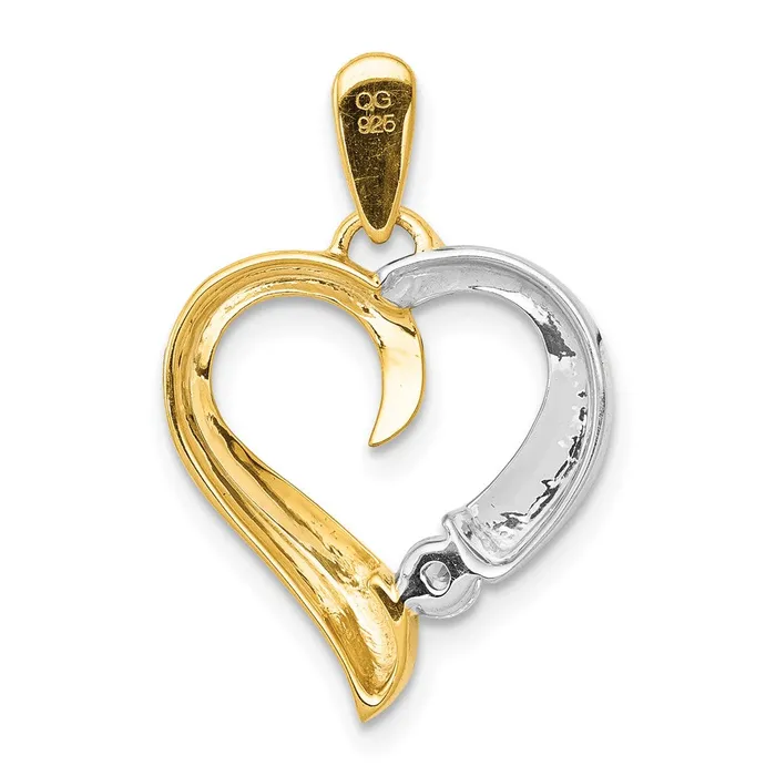 Goldia Rings Solid 14k Twotone 115ct Simulated CZ Heart Pendant Goldia Rings Solid 14k Twotone 115ct Simulated CZ Heart Pendant