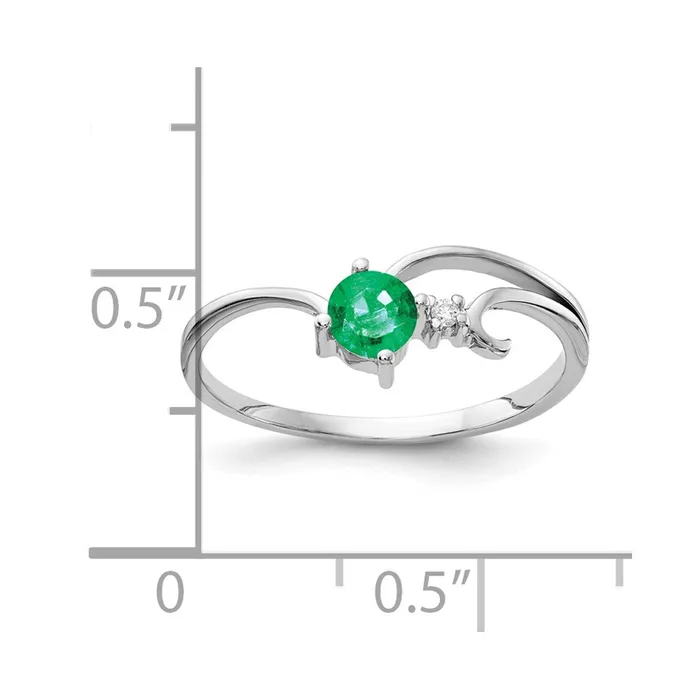 Goldia Rings Solid 14k White Gold 4mm Simulated Emerald A CZ Ring