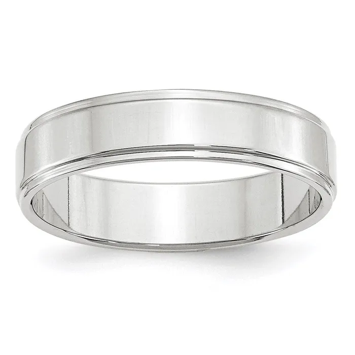 Goldia Rings Solid 14K White Gold 5mm Flat with Step Edge MensWomens Wedding Band Ring Size 135 Goldia Rings Solid 14K White Gold 5mm Flat with Step Edge MensWomens Wedding Band Ring Size 135