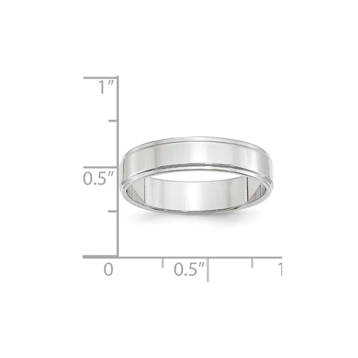 Goldia Rings Solid 14K White Gold 5mm Flat with Step Edge MensWomens Wedding Band Ring Size 135 Goldia Rings Solid 14K White Gold 5mm Flat with Step Edge MensWomens Wedding Band Ring Size 135