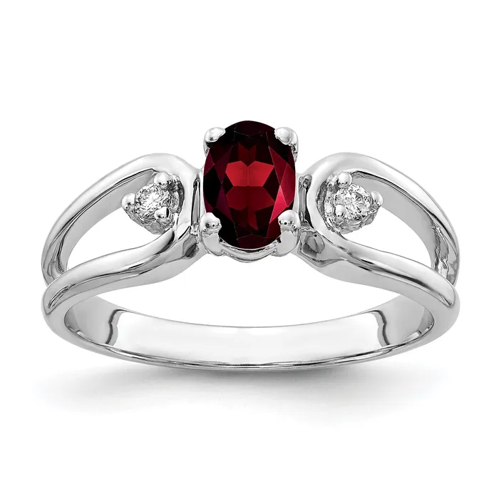 Goldia Rings Solid 14k White Gold 6x4mm Oval Simulated Garnet ChecKer AAA CZ Ring Goldia Rings Solid 14k White Gold 6x4mm Oval Simulated Garnet ChecKer AAA CZ Ring