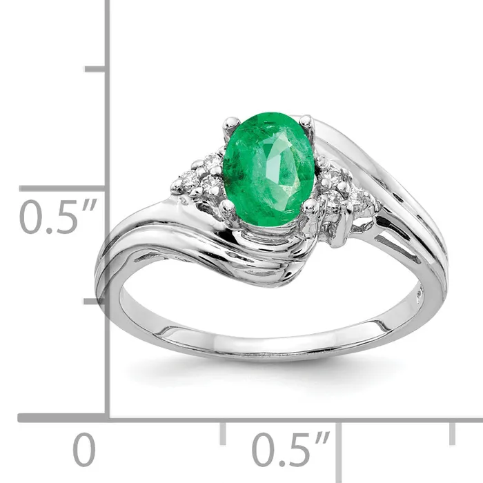Goldia Rings Solid 14k White Gold 7x5mm Oval Simulated Emerald AAA CZ Ring