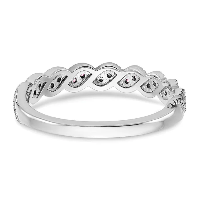 Goldia Rings Solid 14k White Gold Created PinK Simulated Sapphire and CZ Twist Band