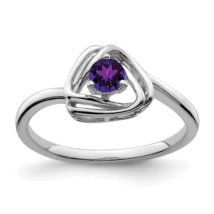 Goldia Rings Solid 14k White Gold Simulated Amethyst Triangle Ring