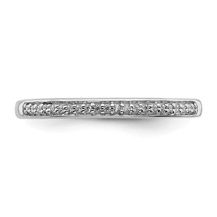 Goldia Rings Solid 14k White Gold Simulated CZ Wedding Band
