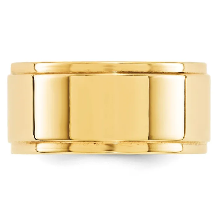 Goldia Rings Solid 14K Yellow Gold 10mm Flat with Step Edge MensWomens Wedding Band Ring Size 8 Goldia Rings Solid 14K Yellow Gold 10mm Flat with Step Edge MensWomens Wedding Band Ring Size 8